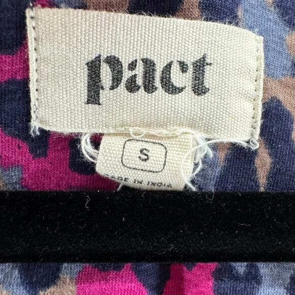 Pact Dress Womens S Purple Chetah Scoop Neck Elbow Flare Sleeve Knee Length - Picture 2 of 15